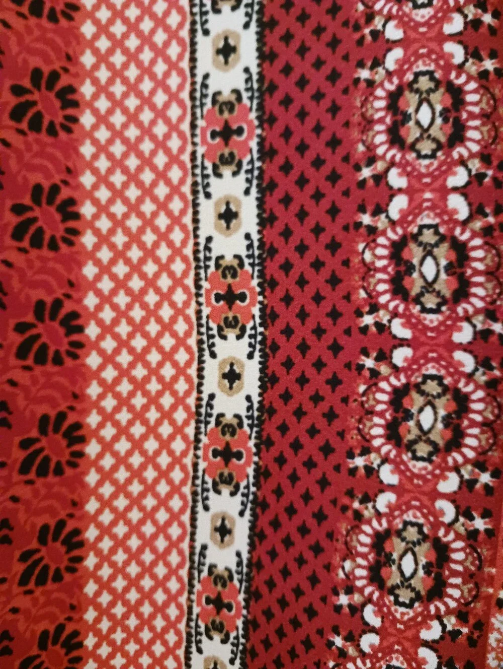 LOFT Bow Tie Neck Blouse | XL | Red Boho Print | Long Sleeve | Like New | Boho - Picture 8 of 12